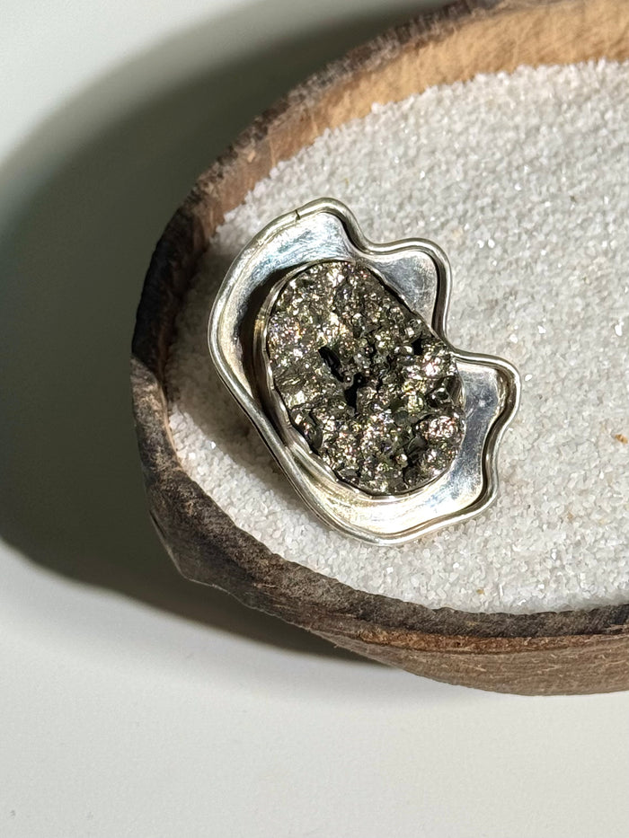 Funky Statement Pyrite Ring - Size 7