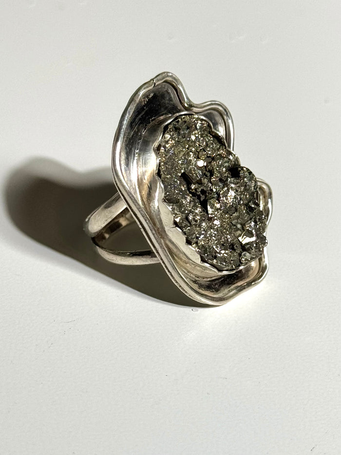 Funky Statement Pyrite Ring - Size 7