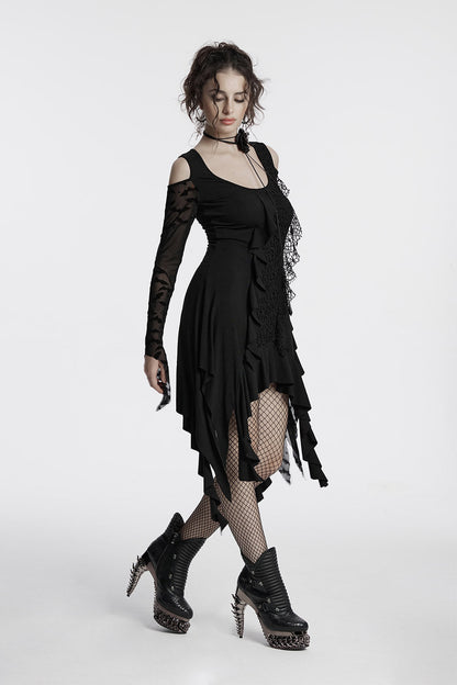 Celestial Cold Shoulder Witchy Hem Dress
