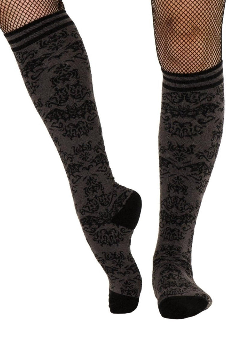 Bat Damask Knee High Socks