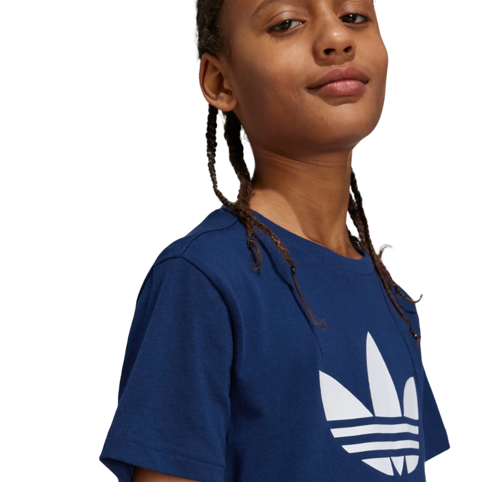 Adidas Kids' Adicolor Trefoil Tee Shirt Navy – IY7417