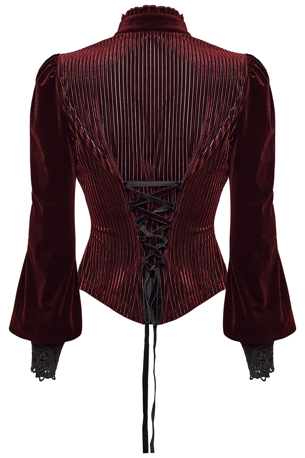 Crimson Bloom Embroidered Button-Up Top [Red]