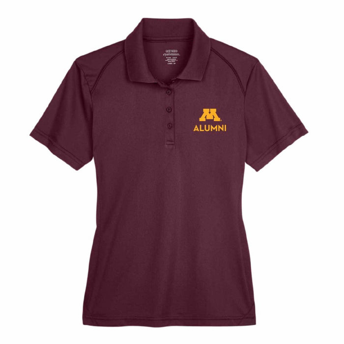 M Alumni Women's Performance Polo in Maroon - pickup or in person shop only
