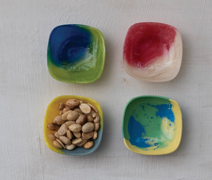 MARBLED RESIN DISH - 4 COLORS