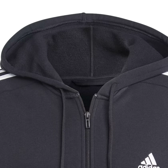 Adidas Men's Essentials Fleece 3-Stripes Full-Zip Hoodie – Black IB4029