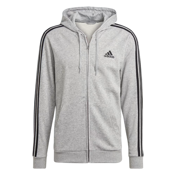 Adidas Men's Essentials French Terry 3-Stripes Full-Zip Hoodie – GK9034