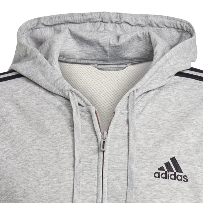 Adidas Men's Essentials French Terry 3-Stripes Full-Zip Hoodie – GK9034