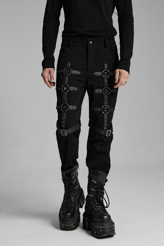 Black Oil Buckle Pants