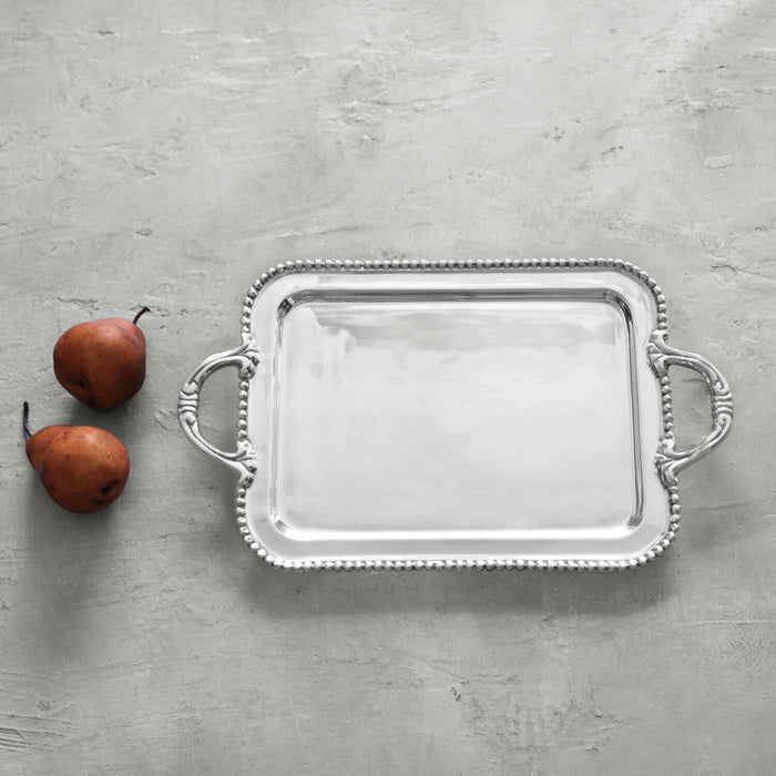 Beatriz Ball Pearl David Small Tray — Empty tray with apples beside it