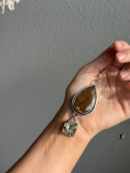 Pyrite + Bronzite Double Stacker Pendant