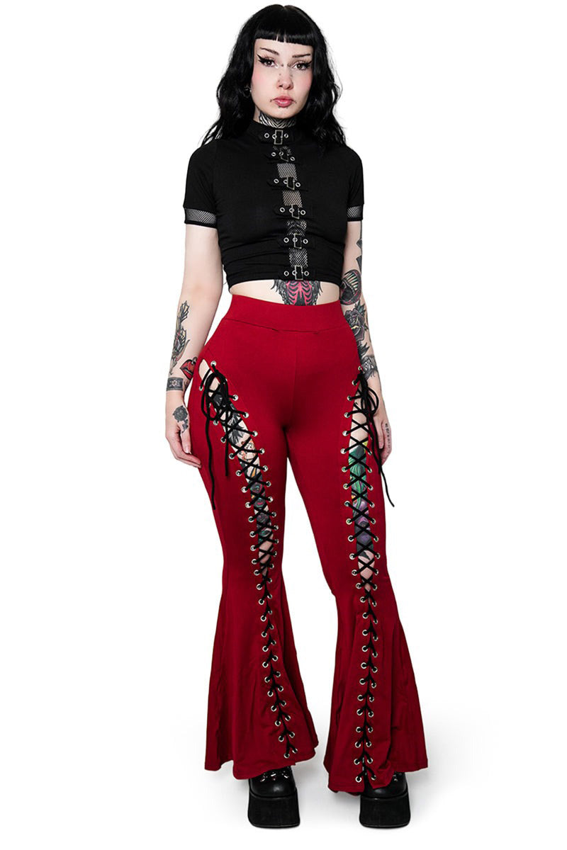 Blood Red Alice Flare Pants