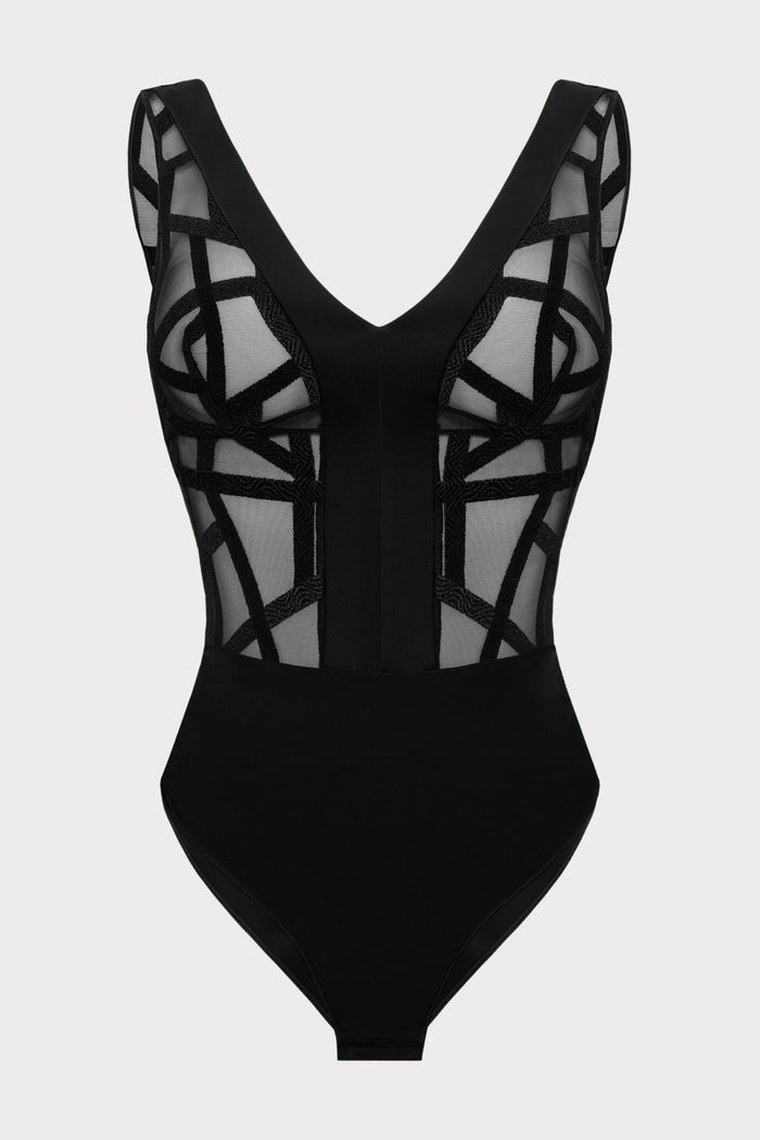 Série V Neckline Embroidery Bodysuit