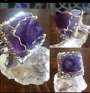 SILVER+AMETHYST PYRAMID RING