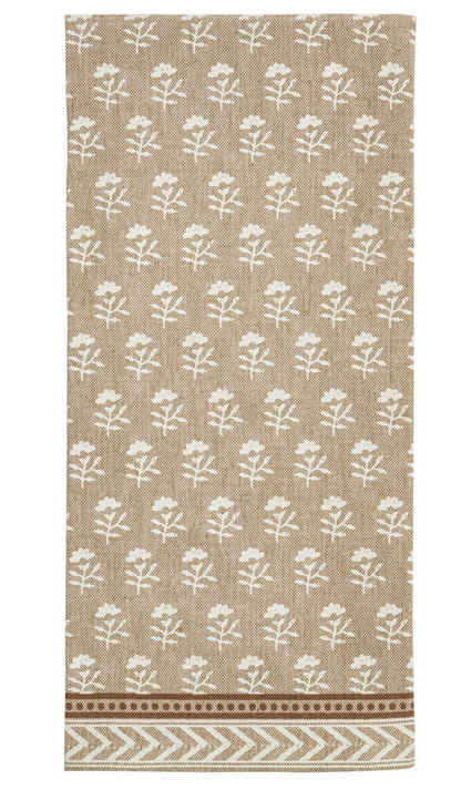 TAUPE PRINTED TEA TOWEL - 4 STYLES