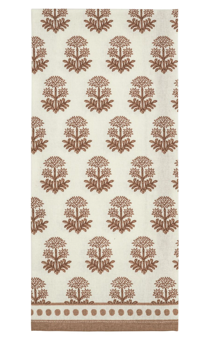 TAUPE PRINTED TEA TOWEL - 4 STYLES