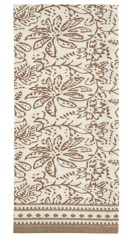 TAUPE PRINTED TEA TOWEL - 4 STYLES
