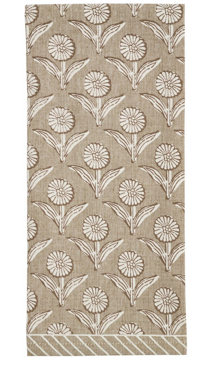 TAUPE PRINTED TEA TOWEL - 4 STYLES
