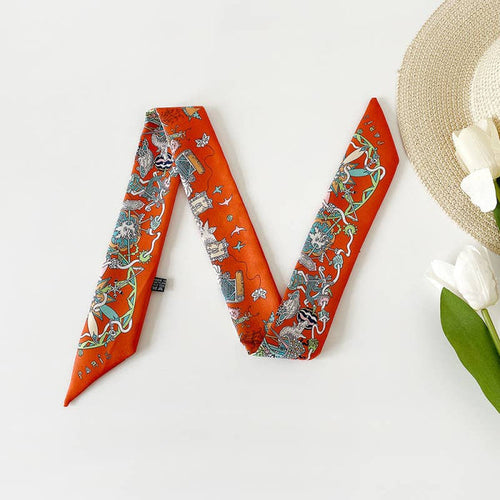 VERSATILE PRINTED SCARF - RUST PRINTED