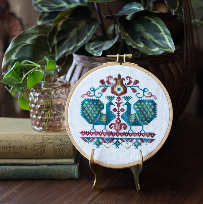 Vlachernai Peacocks Cross Stitch Hoop Kit