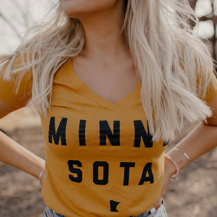 Women's Woodland V-neck Tee - Antique Gold - Pickup or in person shop only
